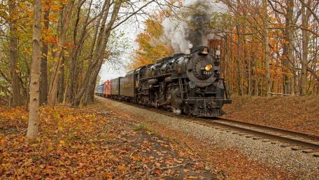 Steam Engine Amid Autumn Colors wallpaper