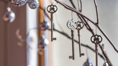 Charming Keys Hanging from a Branch wallpaper