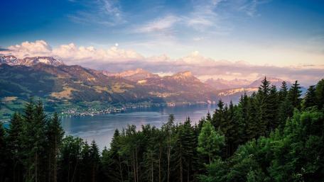 Serene Mountain Landscape by the Lake wallpaper