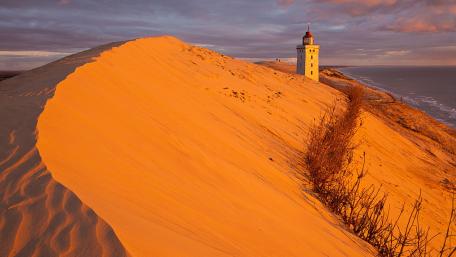 Golden Dunes and Lighthouse Serenity wallpaper