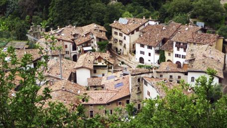 Charming Italian Village Nestled in Nature wallpaper