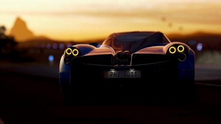 Sleek Pagani Huayra in Twilight Glow wallpaper