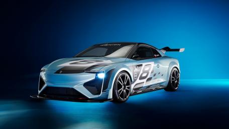 Futuristic Racing Car in Bold Colors wallpaper