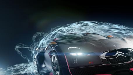 Sleek Modern Sports Car in Motion Effects wallpaper