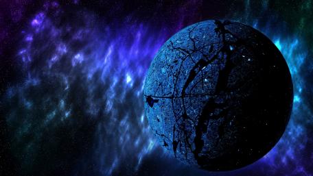 Cosmic Blue World Surrounded by Mystical Colors wallpaper