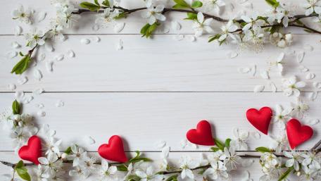 Romantic Blossoms and Hearts Wallpaper wallpaper