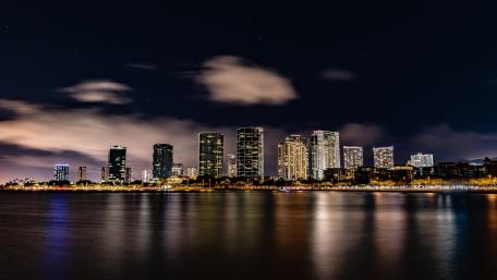 Stunning City Skyline at Night in 4K Resolution wallpaper