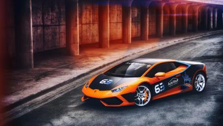 Stunning Lamborghini in Urban Setting with Dynamic Colors wallpaper