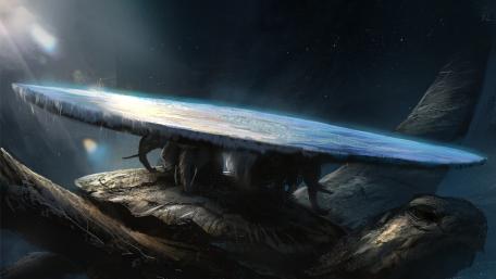 Majestic World on the Back of a Giant Turtle wallpaper