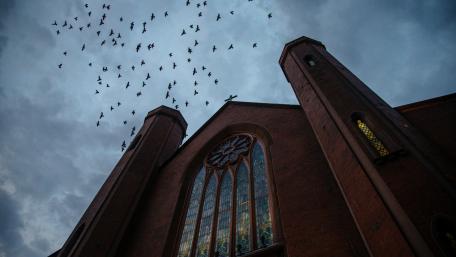 Majestic Church Under a Darkening Sky wallpaper