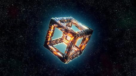 Magical Dimensional Cube in Deep Space wallpaper