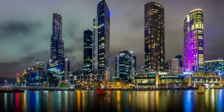 Vibrant City Skyline at Night wallpaper