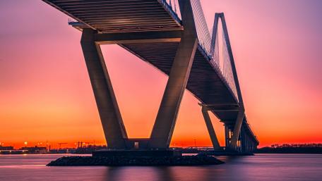 Charming Sunset Over Charleston Bridge wallpaper
