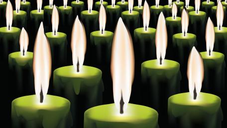 Illuminating Serenity in Green Candles wallpaper