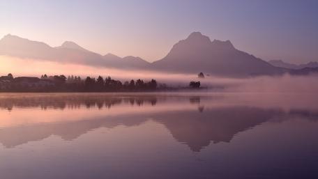 Serene Purple Mist over the Loch wallpaper