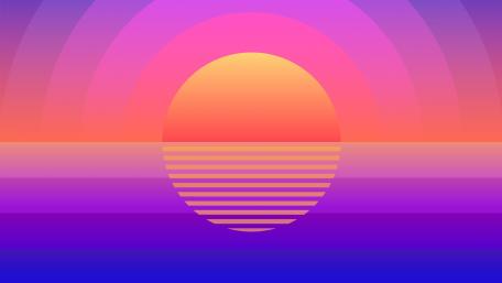 Retrowave summer time sunset wallpaper