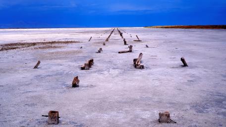 Lonely Path in a Salt Flat Landscape wallpaper