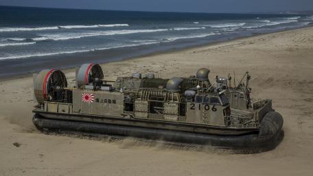 Military Hovercraft on the Shoreline of Adventure wallpaper