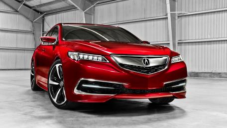 Sleek Red Acura Car in Stylish Setting wallpaper
