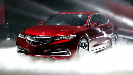 Sleek Red Luxury Sedan in a Mystical Setting wallpaper