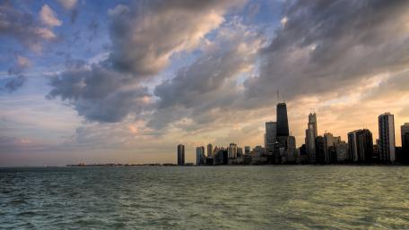 Sunset Over the City Skyline wallpaper