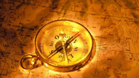 Golden Compass on Antique Map Wallpaper wallpaper