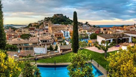 Charming Hillside Town with Scenic Views wallpaper