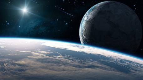 Celestial View of Earth and Distant Planetary Beauty wallpaper