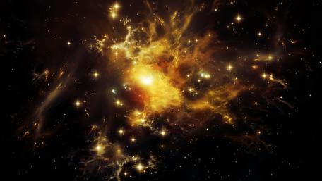 Cosmic Wonder in Brilliant Gold and Black wallpaper