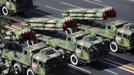Military Parade with Missile Launchers Displayed Boldly wallpaper