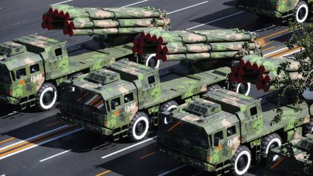 Military Parade With Missile Trucks in Formation wallpaper