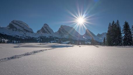 Stunning Winter Landscape Under a Bright Sunlight wallpaper