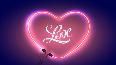 Neon Heart Glow: Embrace Love's Light wallpaper