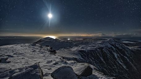 Majestic Moonlit Mountain Landscape wallpaper