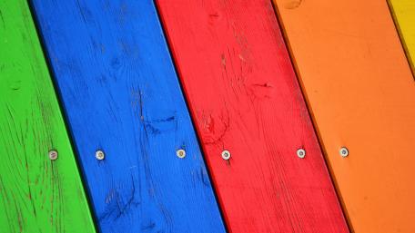 Vibrant Wooden Planks in Colorful Arrangement wallpaper