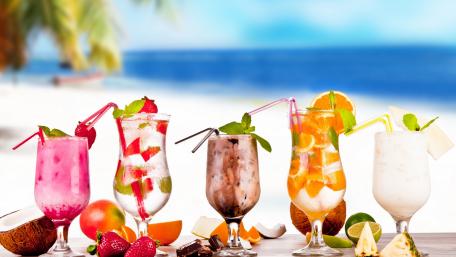 Vibrant Tropical Cocktails by the Beach wallpaper