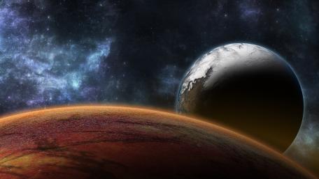 Majestic Cosmic Landscape with Planets and Stars wallpaper