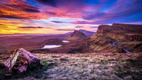Majestic Highlands at Dusk with Vibrant Sky wallpaper