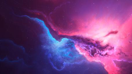 Nebula Dreamscape in Pink and Blue wallpaper