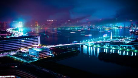 Glowing Metropolis by the Bay wallpaper