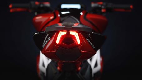 Sleek Red Motorbike Design Wallpaper wallpaper
