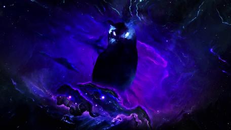 Mystical Nebula with Guardian Owl Design wallpaper
