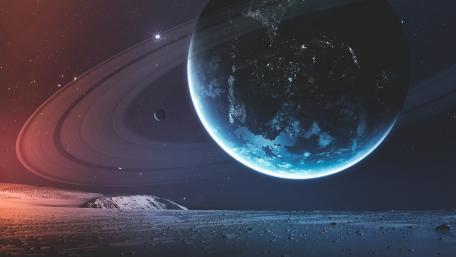 Majestic Rings of a Distant World wallpaper