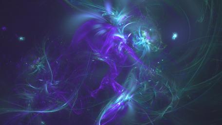 Ethereal Fractal Chaos in Blue and Purple wallpaper