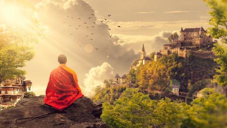 Serenity Amidst Nature and Ancient Wonders wallpaper