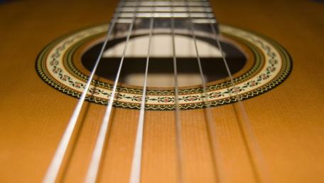 Strumming Melodies in Close-Up Views of Guitars wallpaper