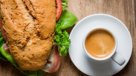 Delicious Sandwich with Coffee Delightful Start to Your Day wallpaper