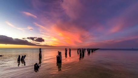 Tranquil Sunset Over Waterway Atmosphere wallpaper