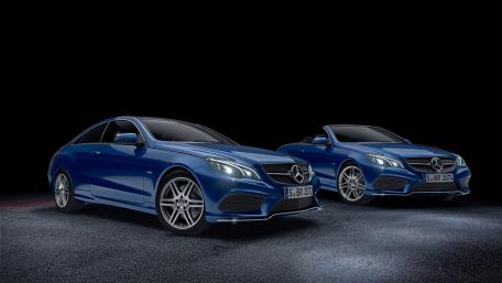 Sleek Blue Mercedes Coupes in Dark Elegance wallpaper
