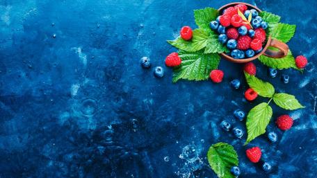 Fresh Berries on a Blue Background wallpaper